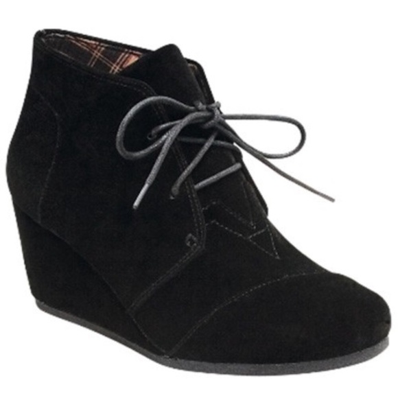 LAST PAIR: 6 Black Suede Wedge Booties - Picture 2 of 2